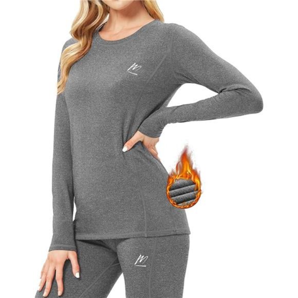 Thermal Underwear for Women, Winter Warm Base Layer Compression Set Fleece Lined